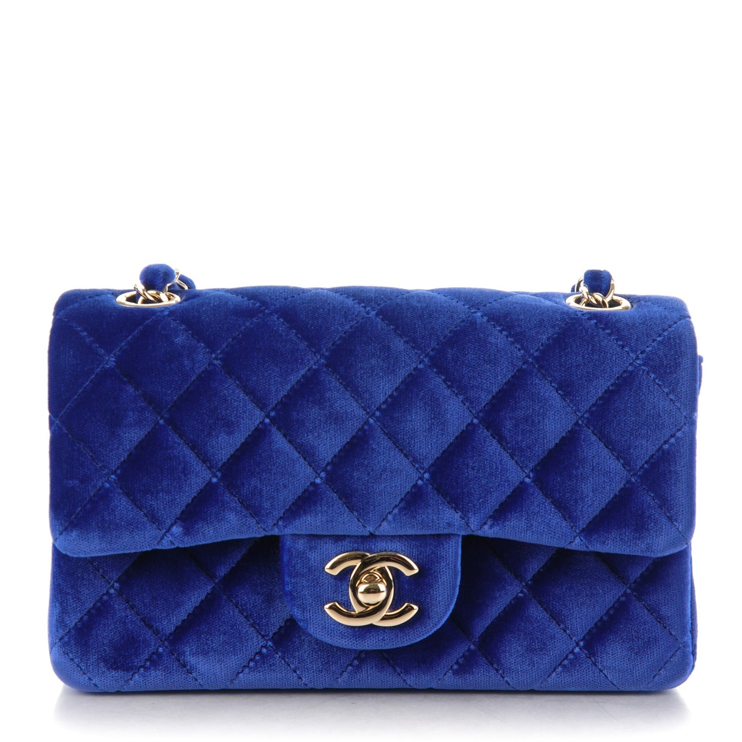 Velvet Quilted Mini Rectangular Flap Blue