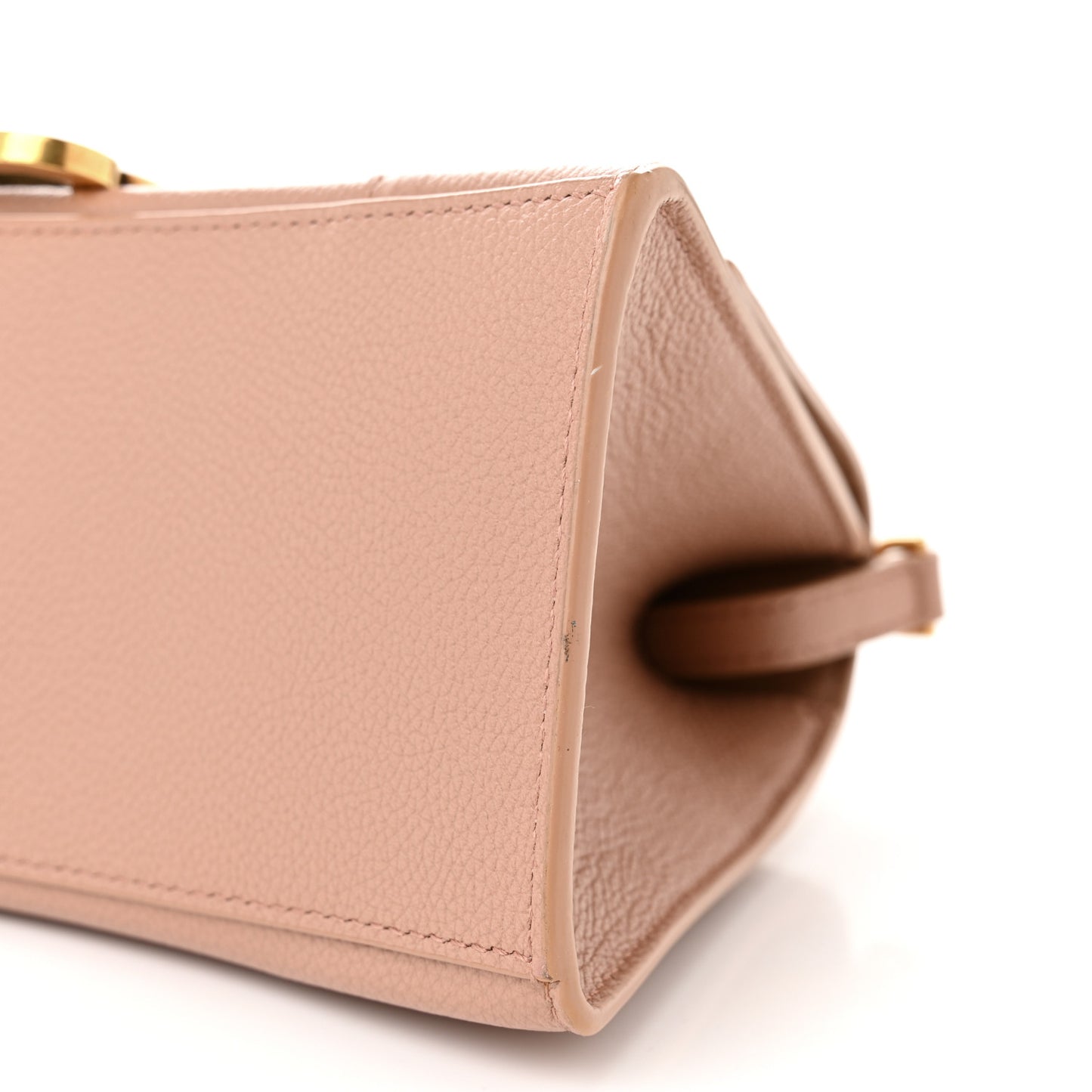 Grained Calfskin Small Hourglass Top Handle Bag Nude Beige