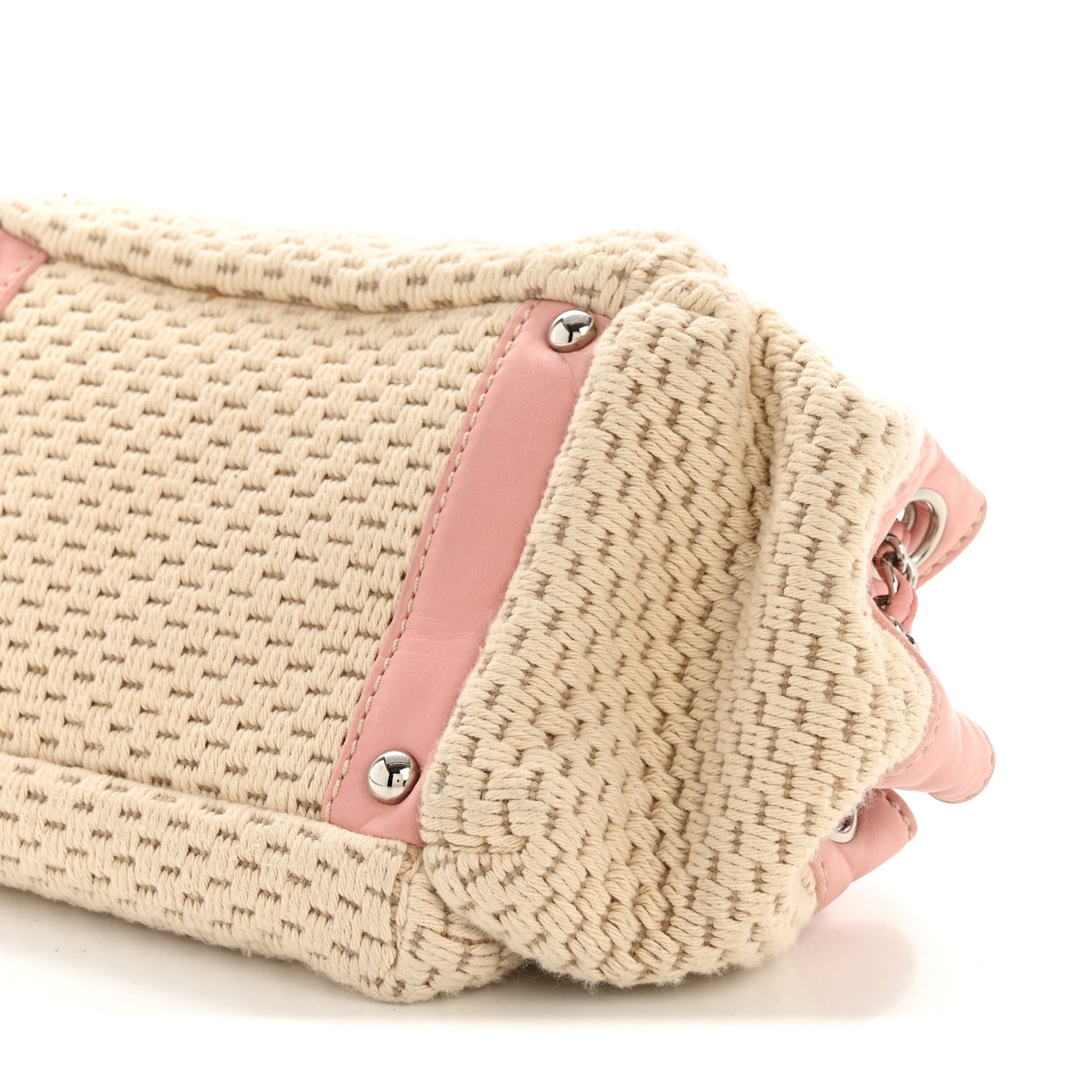 Chanel Canvas Woven Lambskin Lax Accordion Hobo Pink 10 of 13