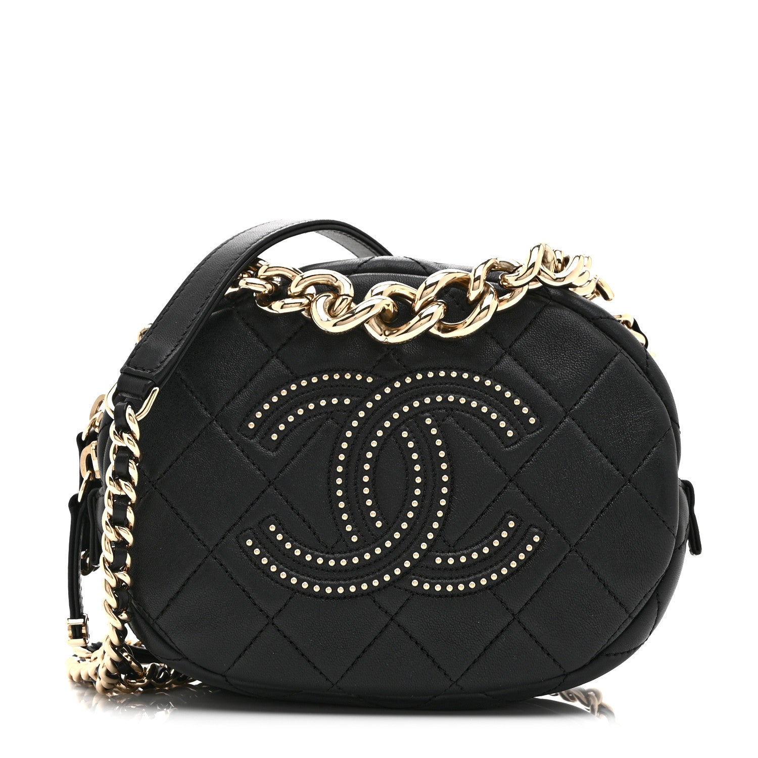 Chanel Lambskin Quilted Studded Camera Case Black 1 of 10