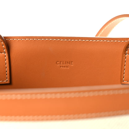 Celine Canvas Calfskin Logo Print Small Vertical Cabas Natural Tan 6 of 10