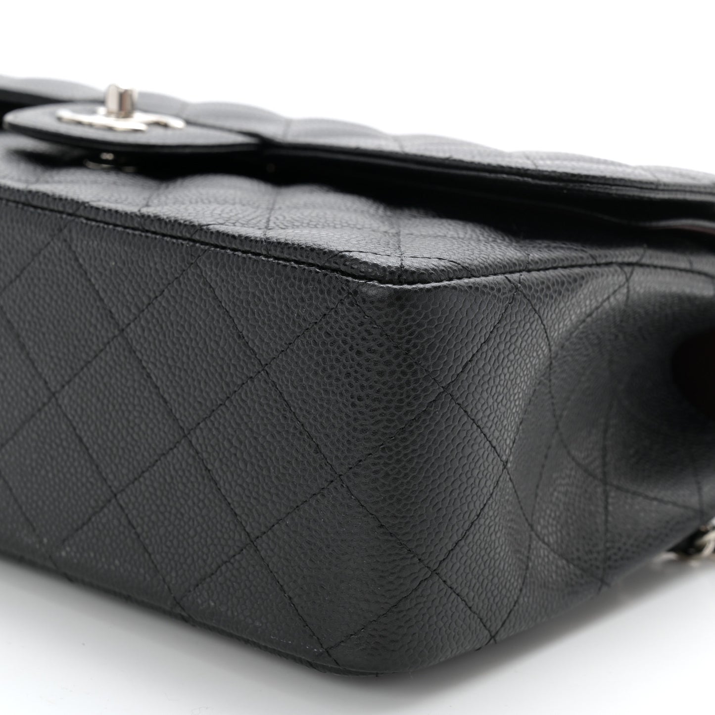 Caviar Quilted Jumbo Double Flap Black