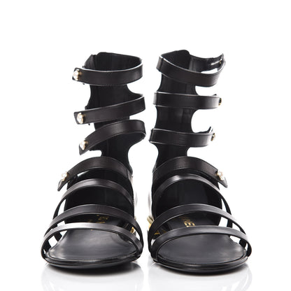Chanel Calfskin Pearl Gladiator Sandals 36.5 Black 2 of 8
