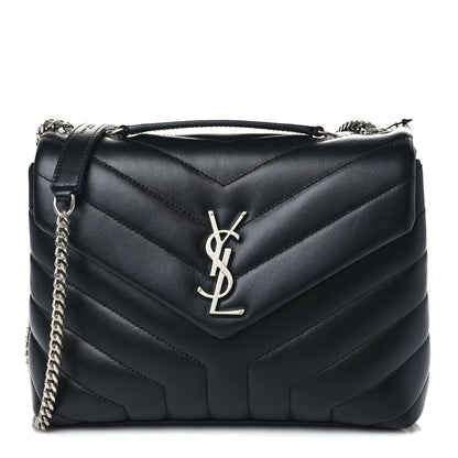 Saint Laurent Calfskin Y Quilted Monogram Small Loulou Chain Satchel Black 1 of 10