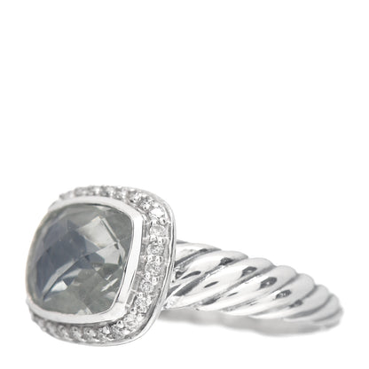 David Yurman Sterling Silver Diamond Prasiolite 10mm Noblesse Ring 50 5.5 3 of 5