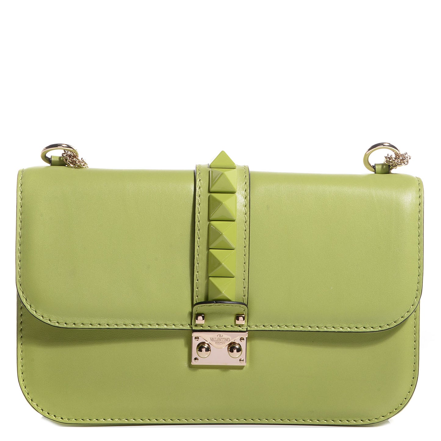 Vitello Medium Glam Lock Rockstud Flap Pop Apple