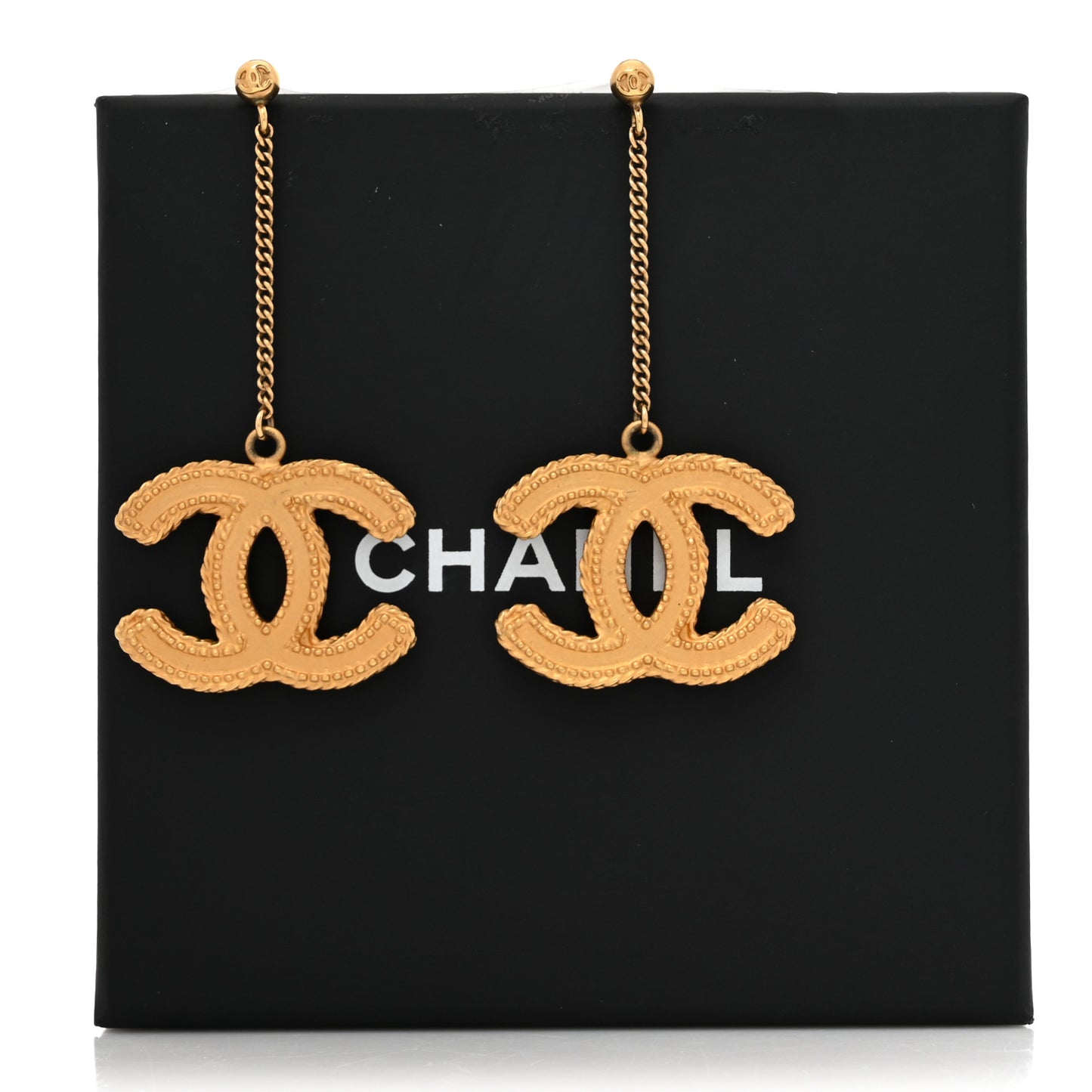 CC Drop Earrings Matte Gold