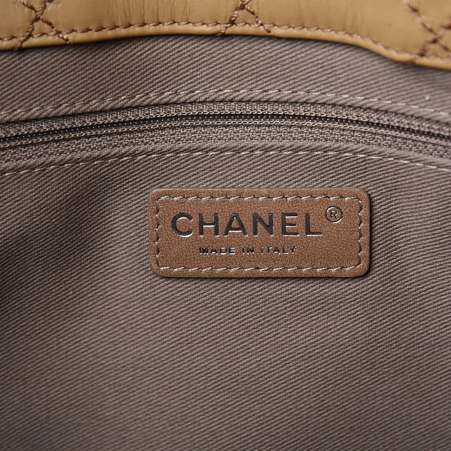 Calfskin Stitched Large Shopping Tote Beige