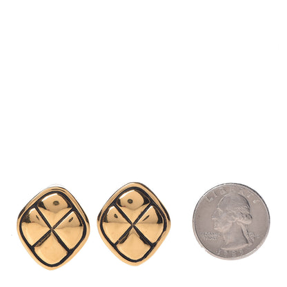 Chanel Quilted Clip On Earrings Gold 2 of 4