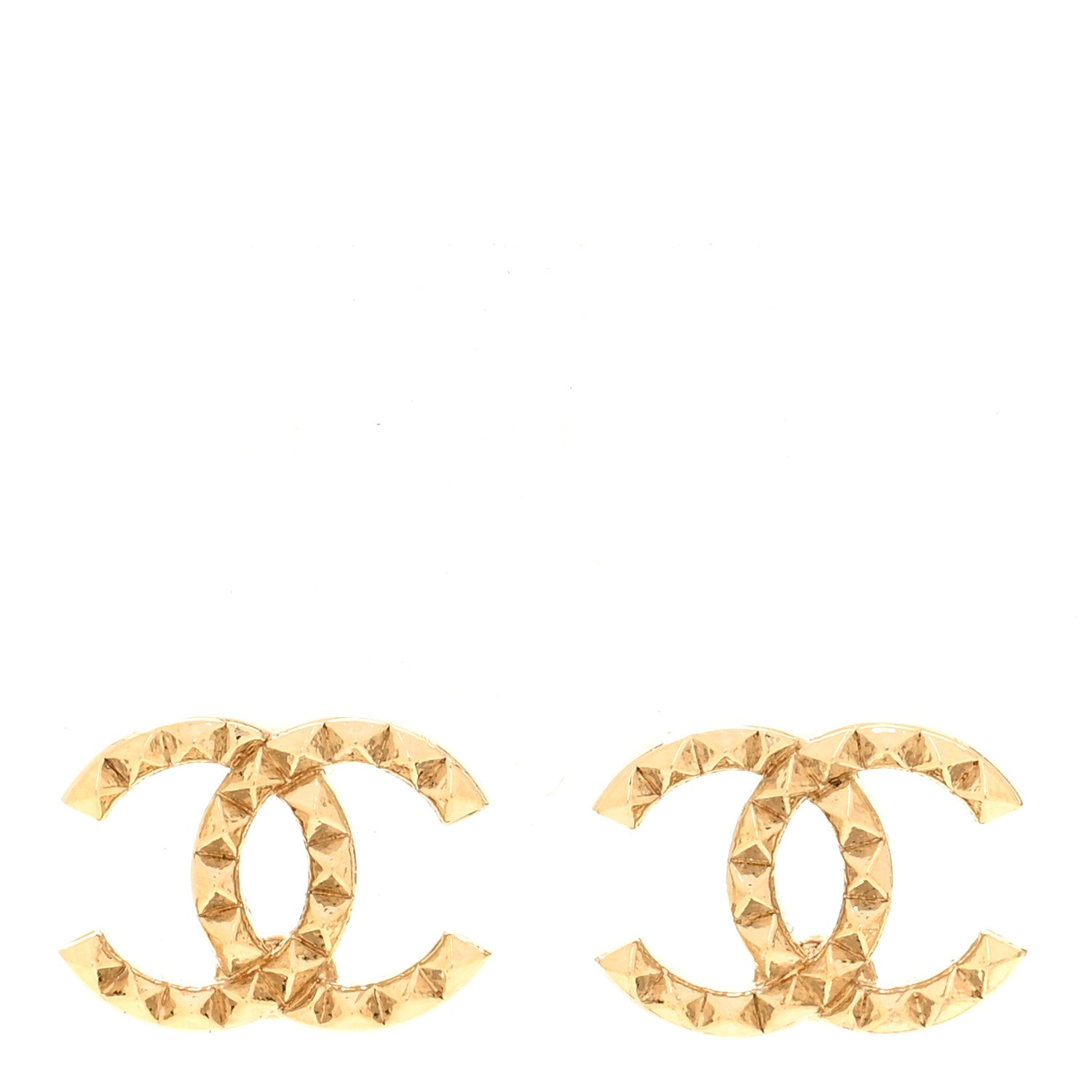 Chanel Studded CC Earrings Gold 1 of 4