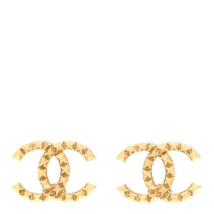 Chanel Studded CC Earrings Gold 1 of 4