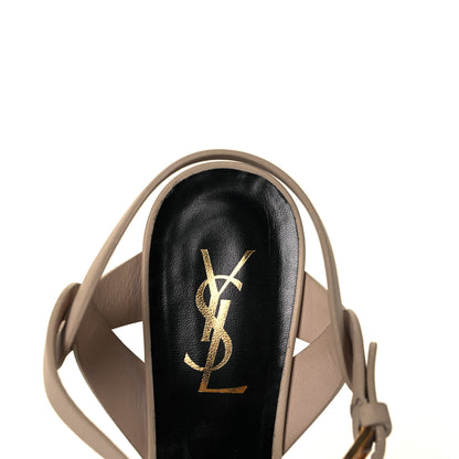 Saint Laurent Calfskin Tribute 75 Platform Sandals 38 Nude Powder 7 of 8