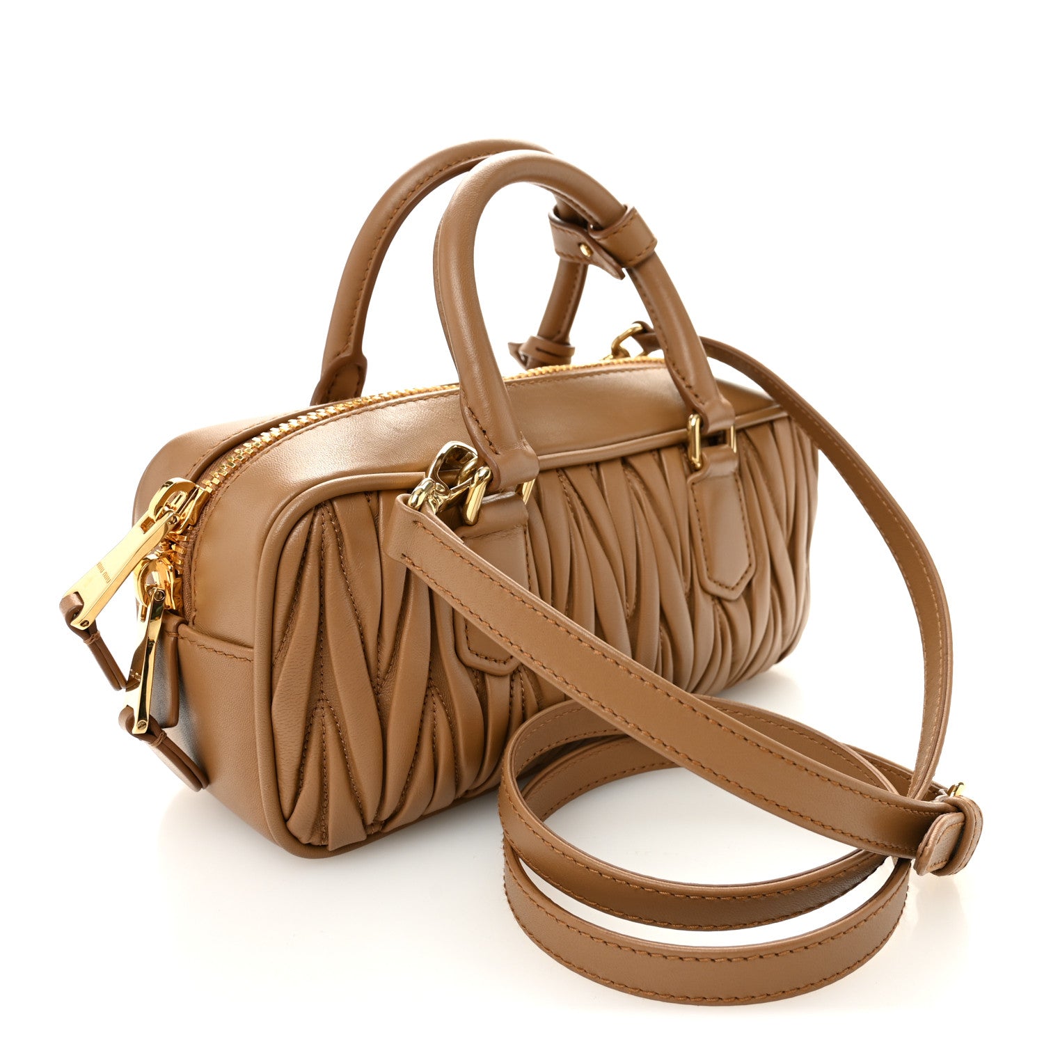 Miu Miu Nappa Matelasse Regular Arcadie Top Handle Bag Caramel 3 of 10