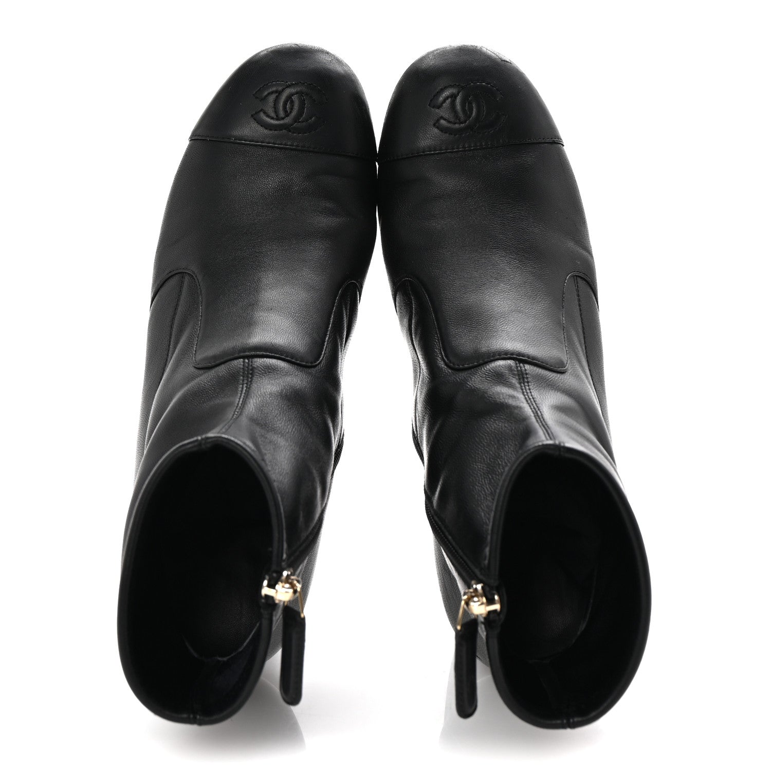 Chanel Stretch Lambskin Cap Toe CC Short Boots 38.5 Black 2 of 8
