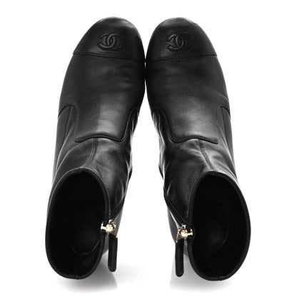 Chanel Stretch Lambskin Cap Toe CC Short Boots 38.5 Black 2 of 8