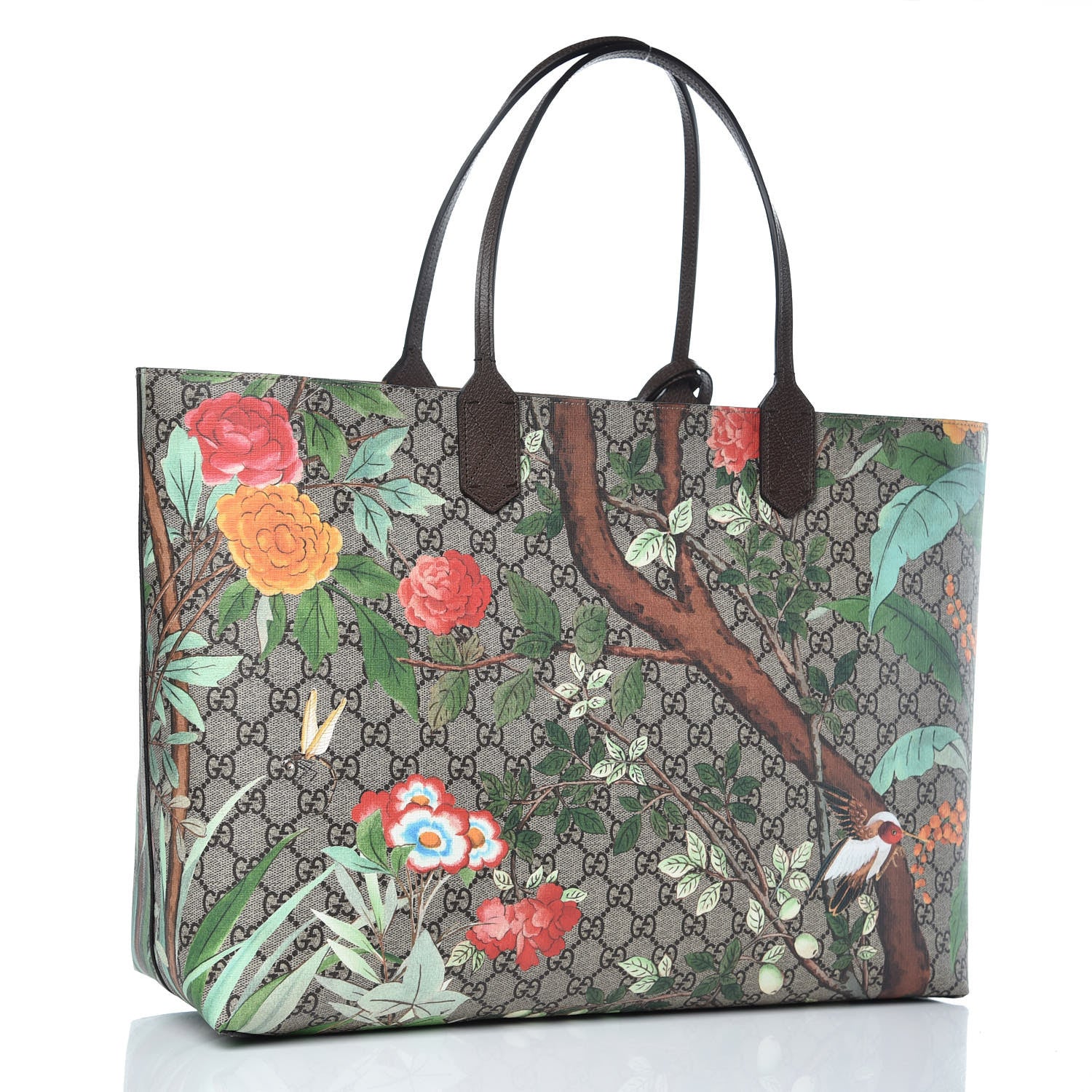 Gucci GG Supreme Monogram Tian Large Shopping Tote Beige Multicolor New Acero 3 of 9