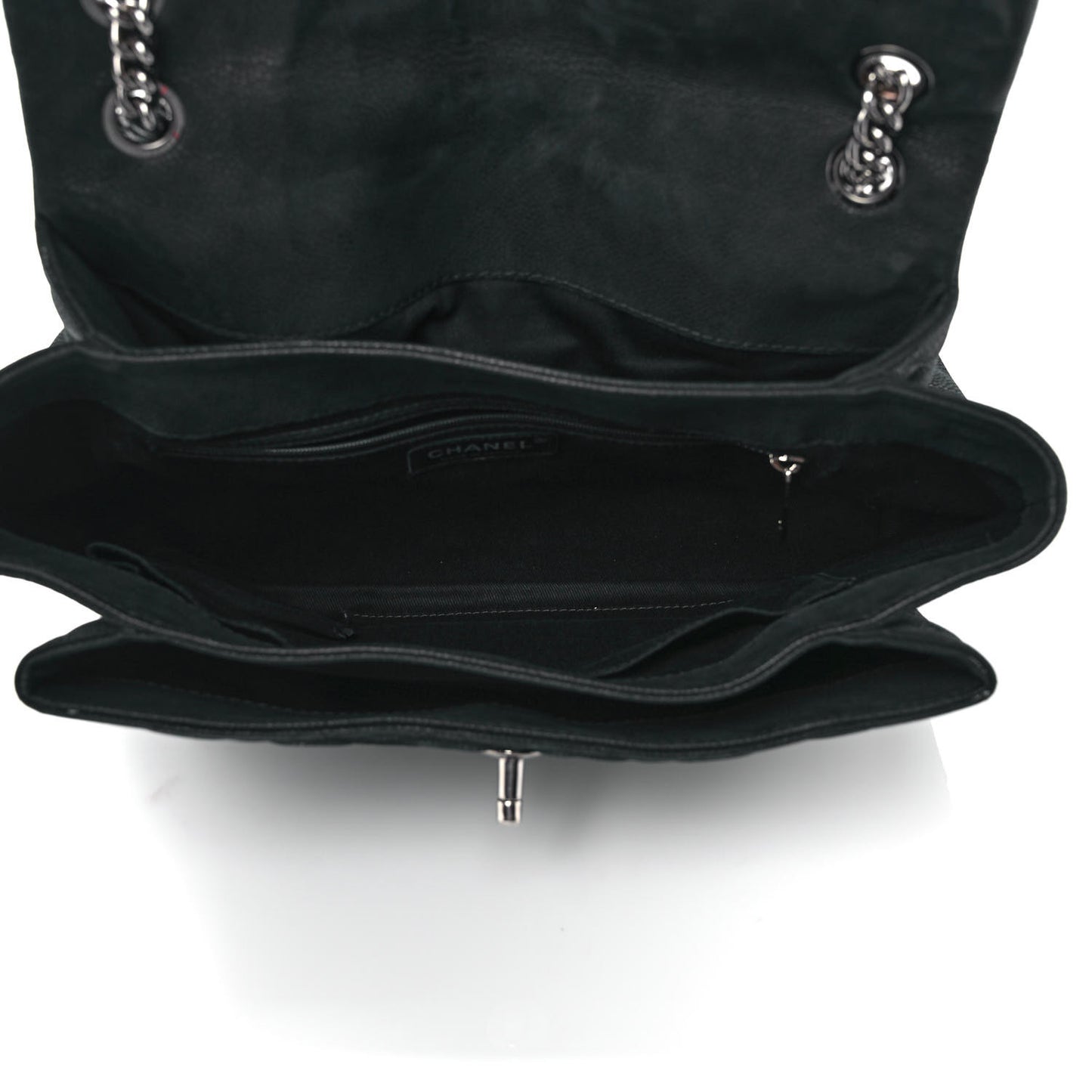 Iridescent Caviar Medium Lady Pearly Flap Black