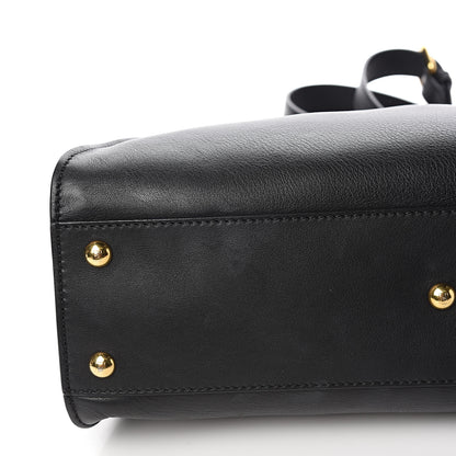 Fendi Vitello Seta Shiny Nappa Medium Peekaboo Iconic Satchel Black 10 of 14