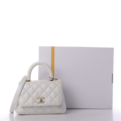 Chanel Iridescent Caviar Quilted Extra Mini Coco Handle Flap Ivory 10 of 10