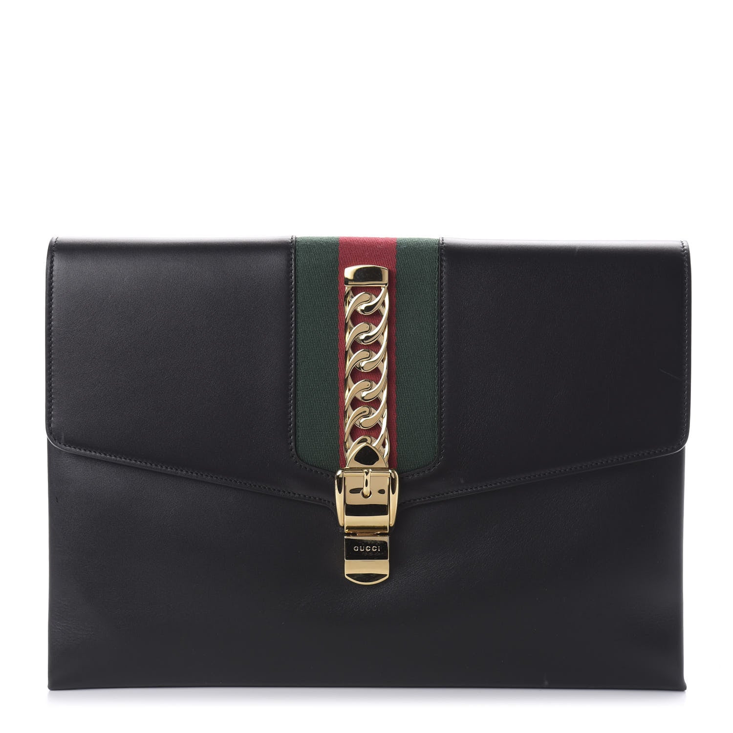 Gucci Calfskin Maxi Sylvie Clutch Black 1 of 10