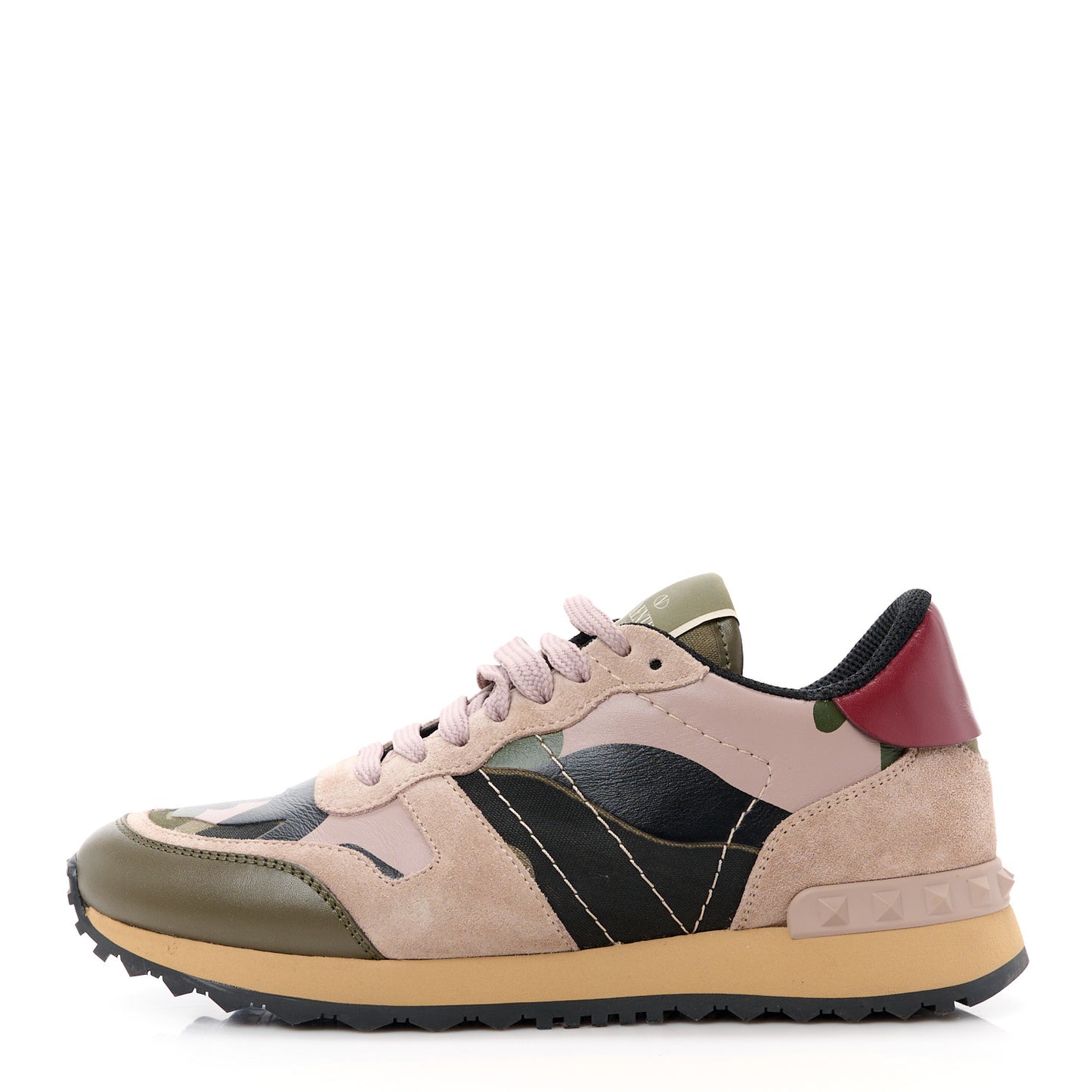 Fabric Suede Camouflage Womens Rockrunner Sneakers 36 Army Green Beige
