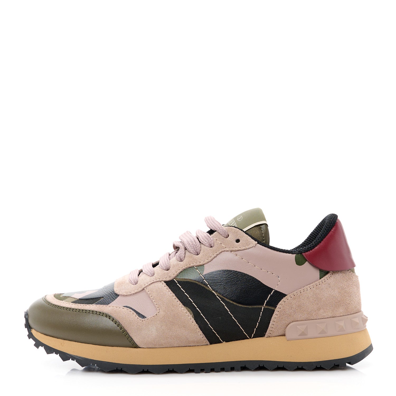 Valentino Garavani Fabric Suede Camouflage Womens Rockrunner Sneakers 36 Army Green Beige 1 of 9