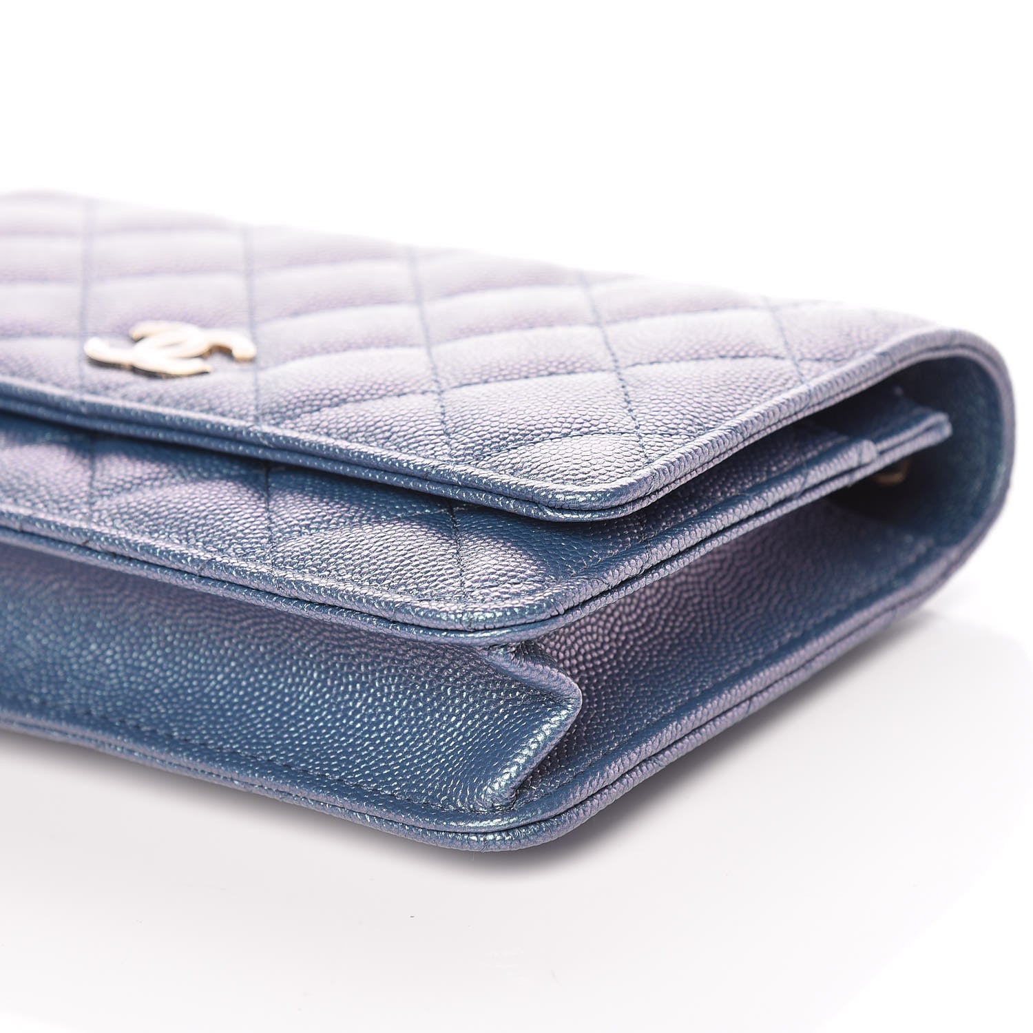 Chanel Iridescent Caviar Quilted Wallet On Chain WOC Dark Blue 6 of 11
