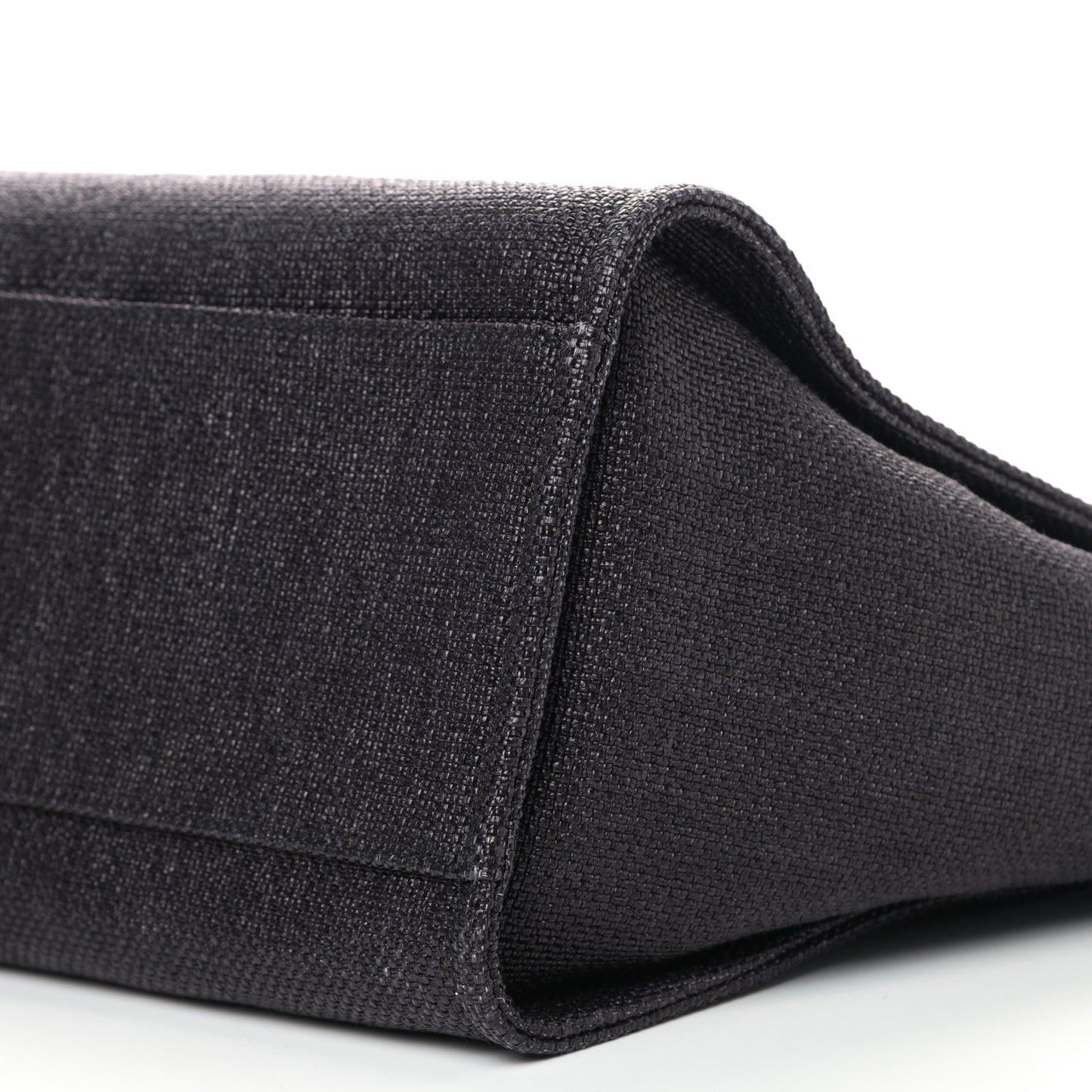 Woven Straw Raffia Medium Deauville Tote Black