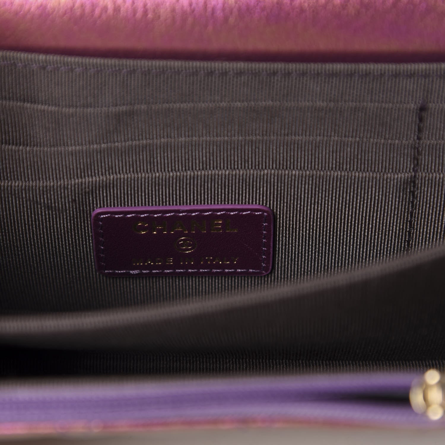 Chanel Iridescent Lambskin Quilted Mini Wallet On Chain WOC Purple 7 of 9