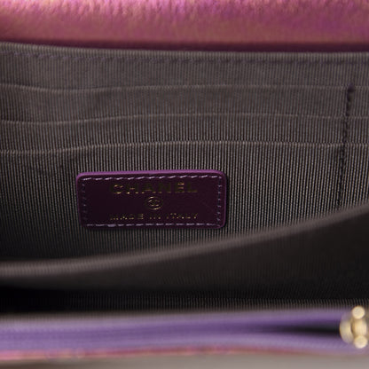 Chanel Iridescent Lambskin Quilted Mini Wallet On Chain WOC Purple 7 of 9