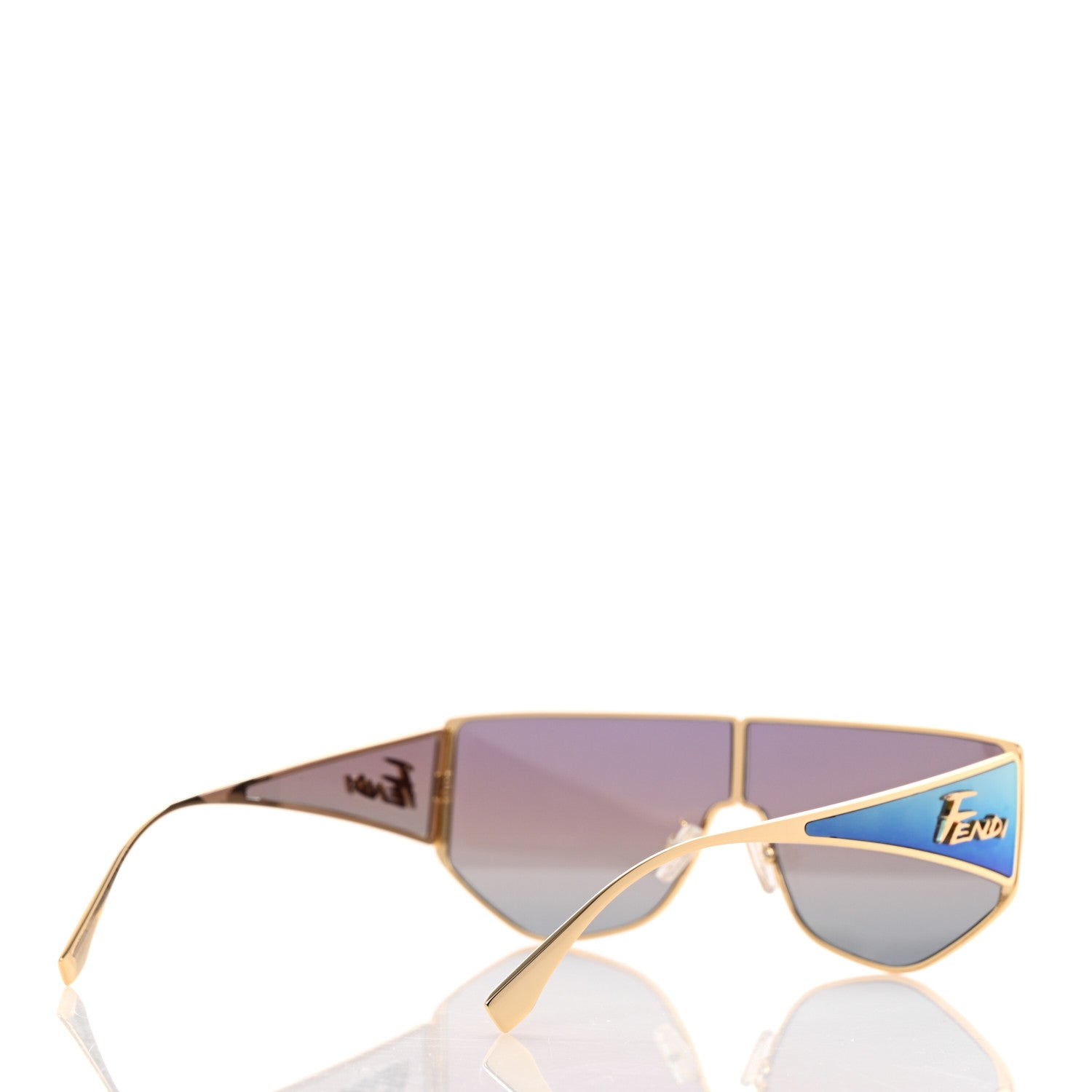 Fendi Metal Disco Geometric Sunglasses FE 40051/U Gold Blue Mirror 4 of 7