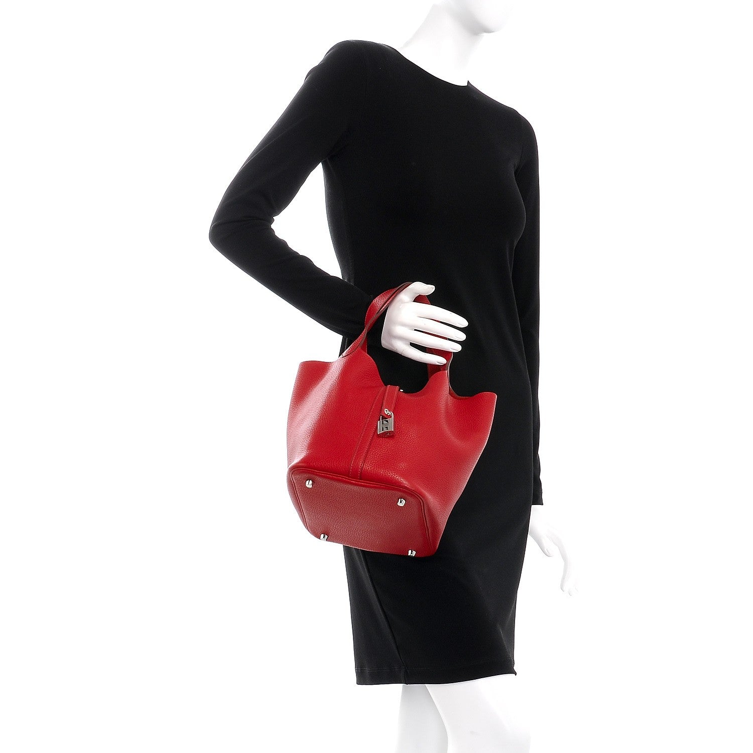 Hermes Taurillon Clemence Picotin Lock 22 MM Rouge Casaque 2 of 10