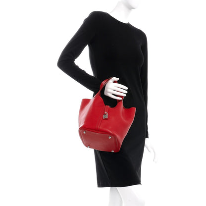 Hermes Taurillon Clemence Picotin Lock 22 MM Rouge Casaque 2 of 10