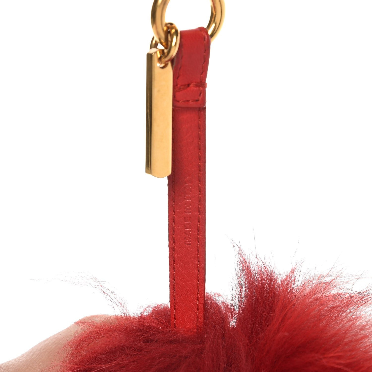Fendi Fox Fur Shiny Nappa Heart Pom Pom Bag Charm Rosso Rosa 4 of 5