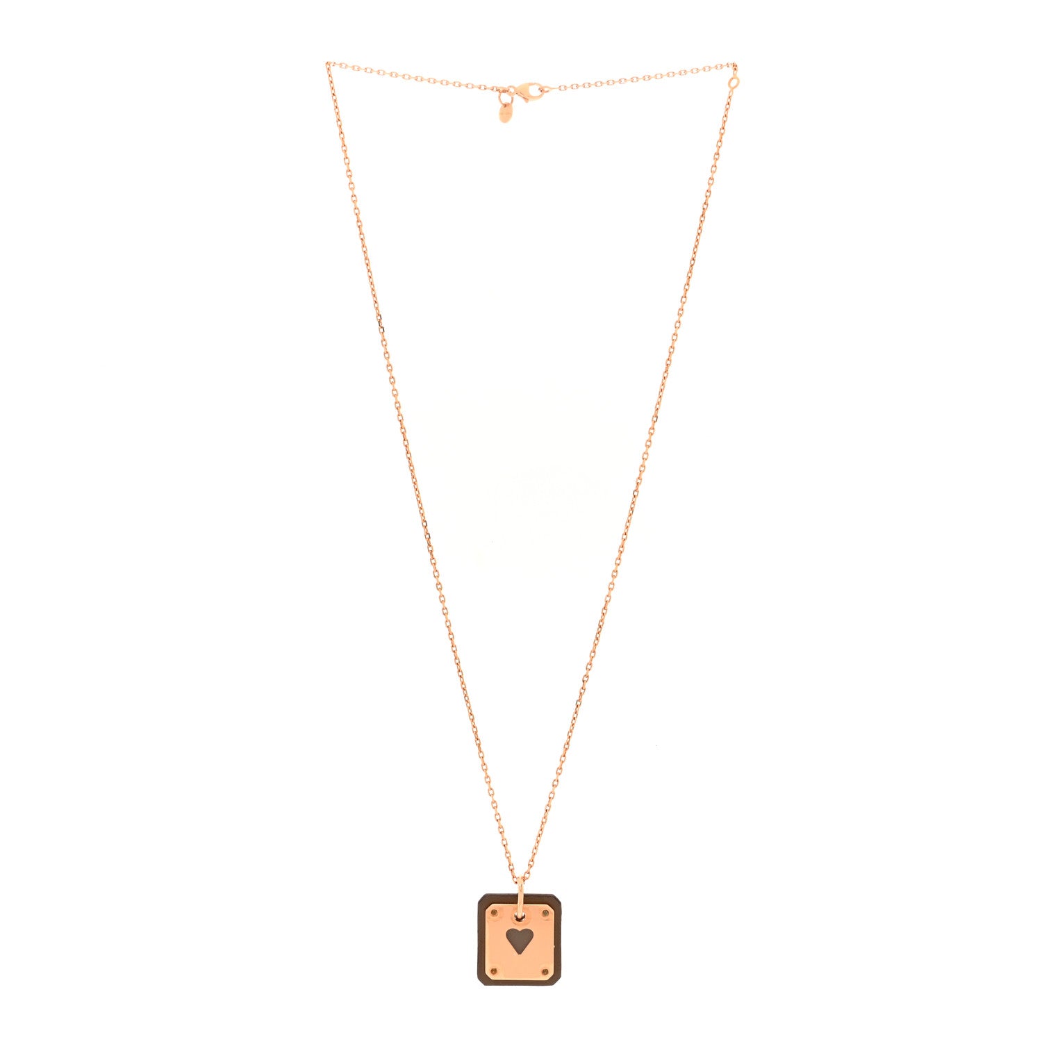 Hermes Gold Plated Swift As De Coeur Necklace Etoupe 3 of 6