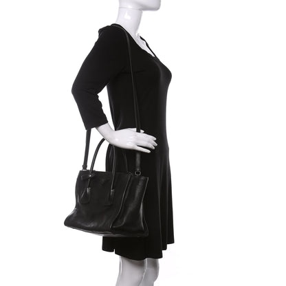 Prada Glace Calf Twin Pocket Tote Black 2 of 11