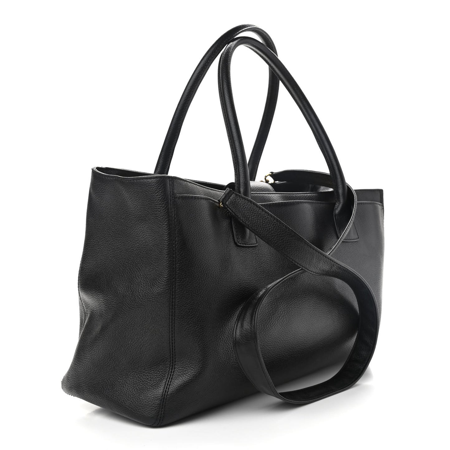 Calfskin Cerf Executive Shopper Tote Black