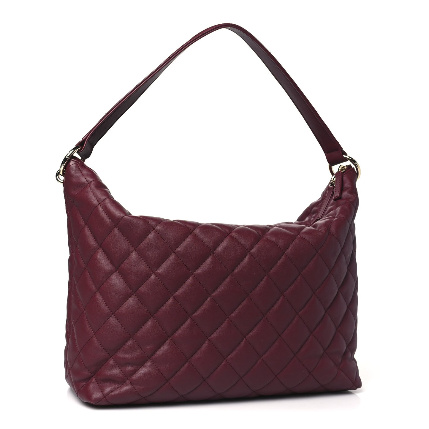 Calfskin Quilted Large Coco Mellow Hobo Burgundy