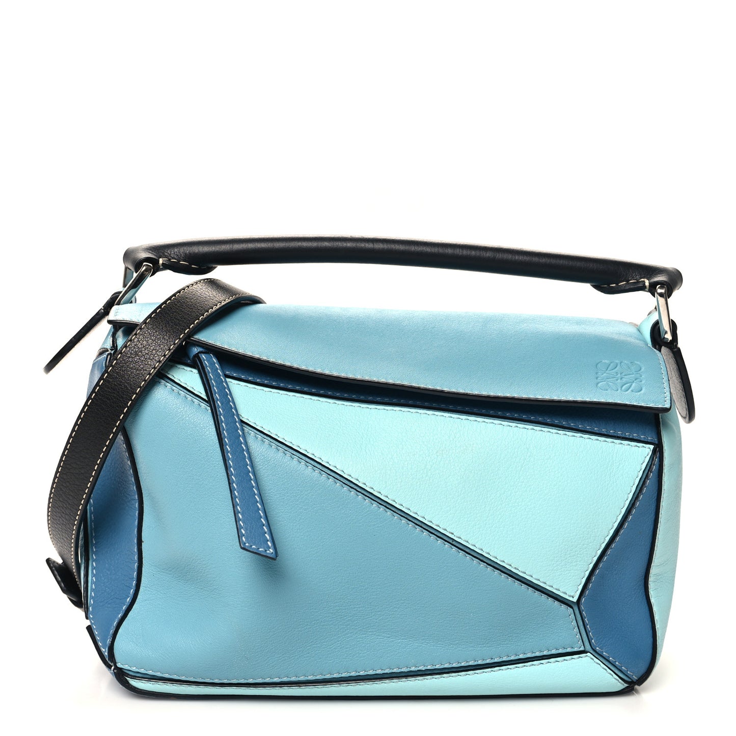 Calfskin Small Puzzle Bag Light Blue Aqua