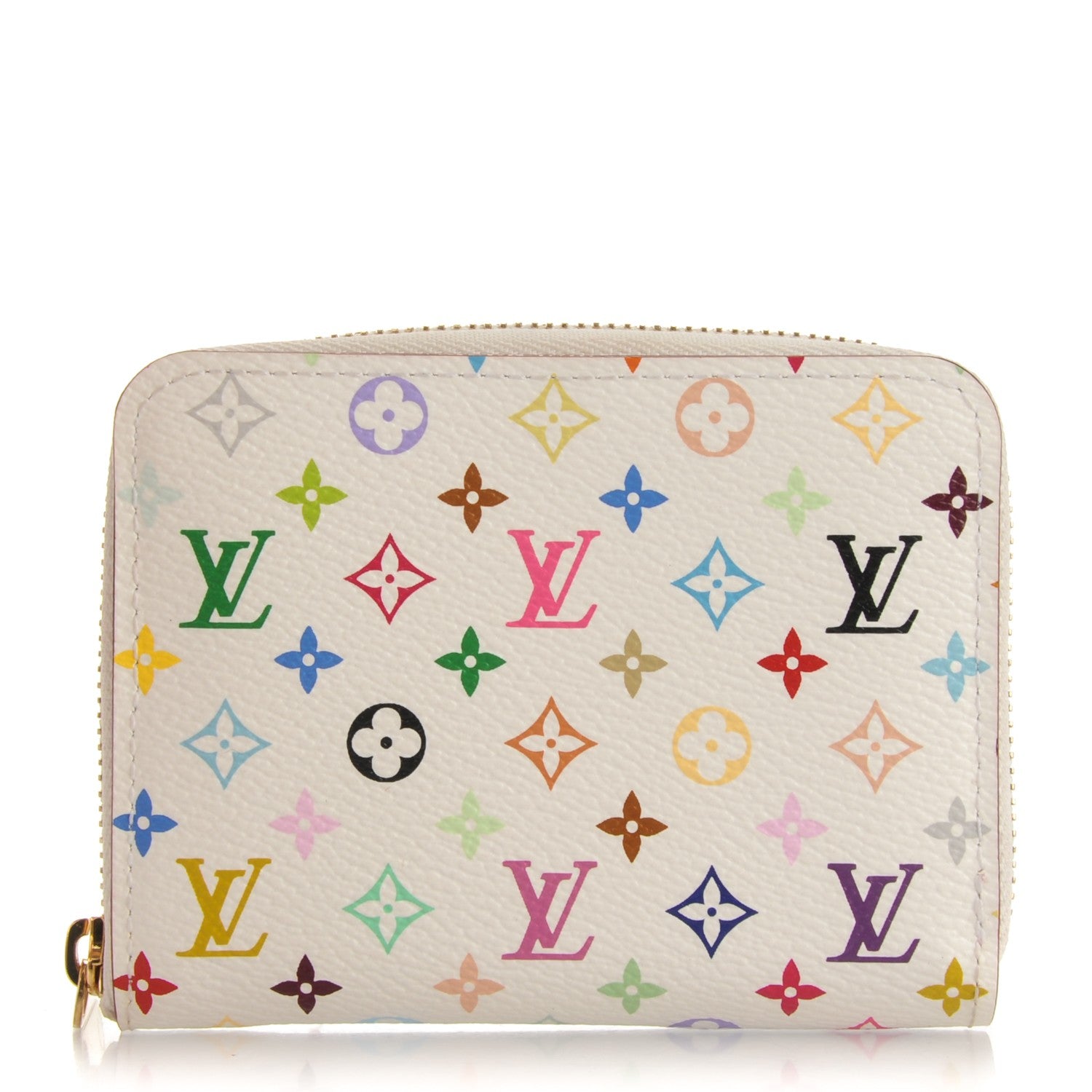 Louis Vuitton Monogram Multicolor Zippy Coin Purse Wallet White Litchi 1 of 7