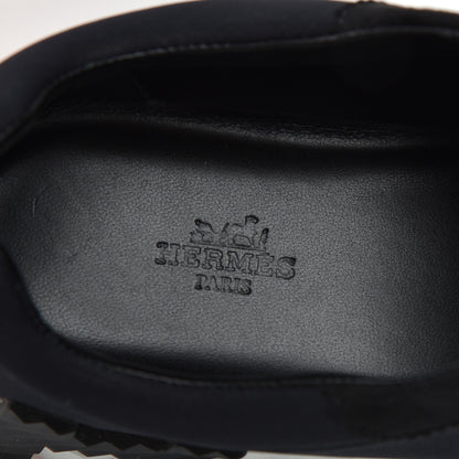 Hermes Technical Jersey Suede Goatskin Bouncing Sneakers 36 Black White 6 of 11