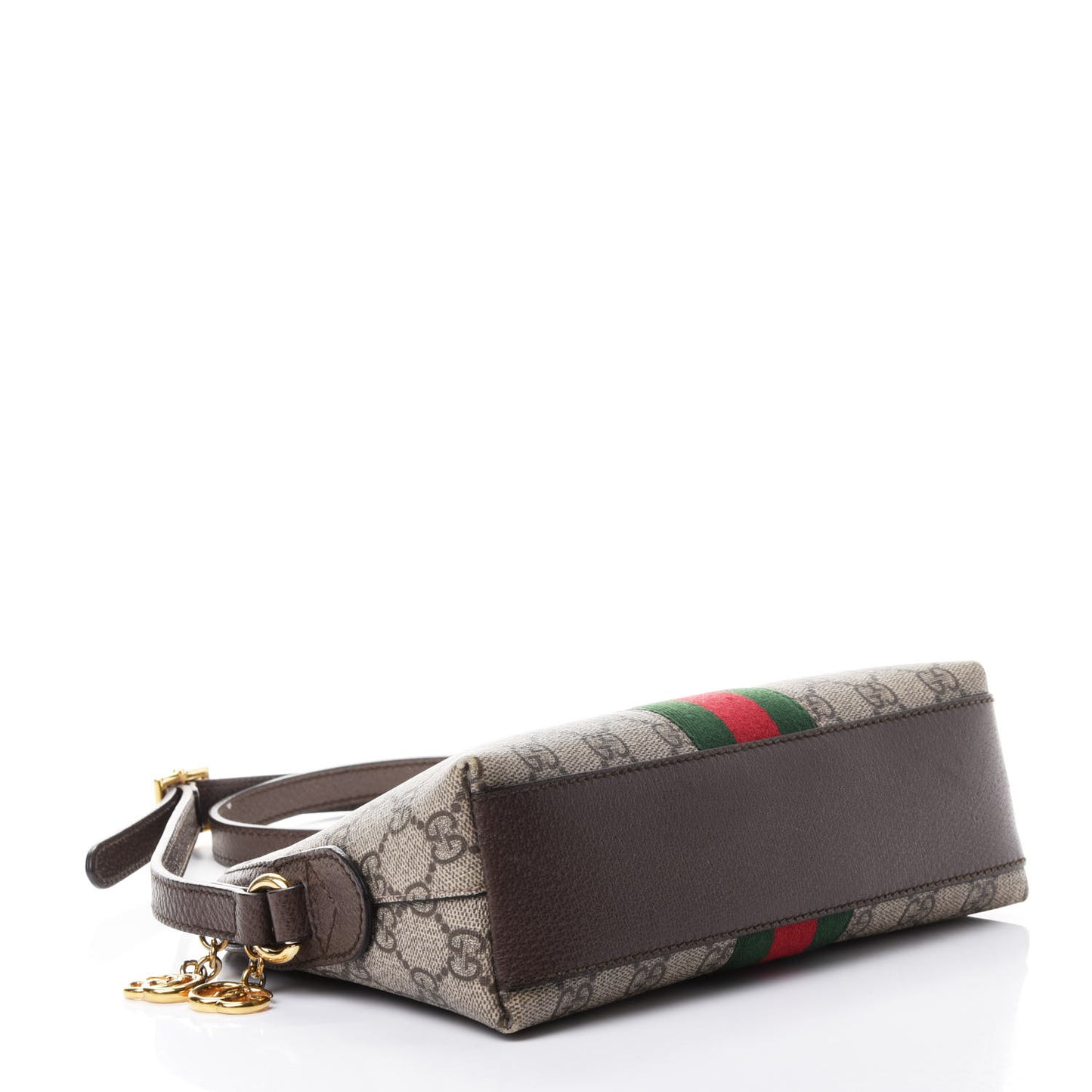 GG Supreme Monogram Textured Dollar Calfskin Web Small Ophidia Dome Shoulder Bag Beige Ebony New Acero