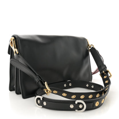 Prada Calfskin Soft Sound Charms Shoulder Bag Black 3 of 14