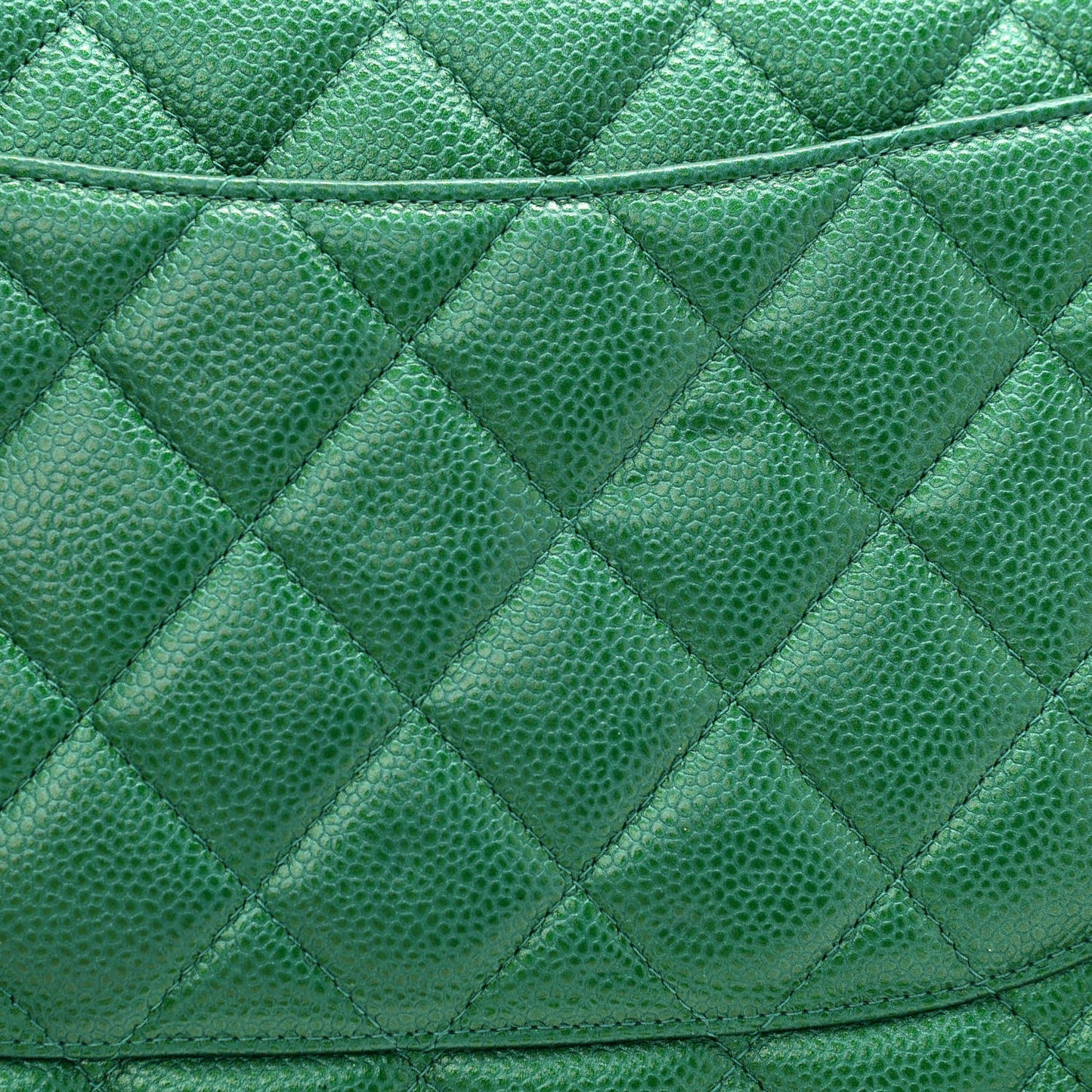 Metallic Caviar Quilted Jumbo Double Flap Green