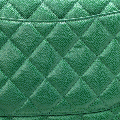 Chanel Metallic Caviar Quilted Jumbo Double Flap Green 12 of 14