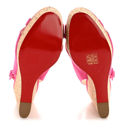 Christian Louboutin Suede Cork Reine De Liege 120 Wedges 38 Pinup 6 of 9