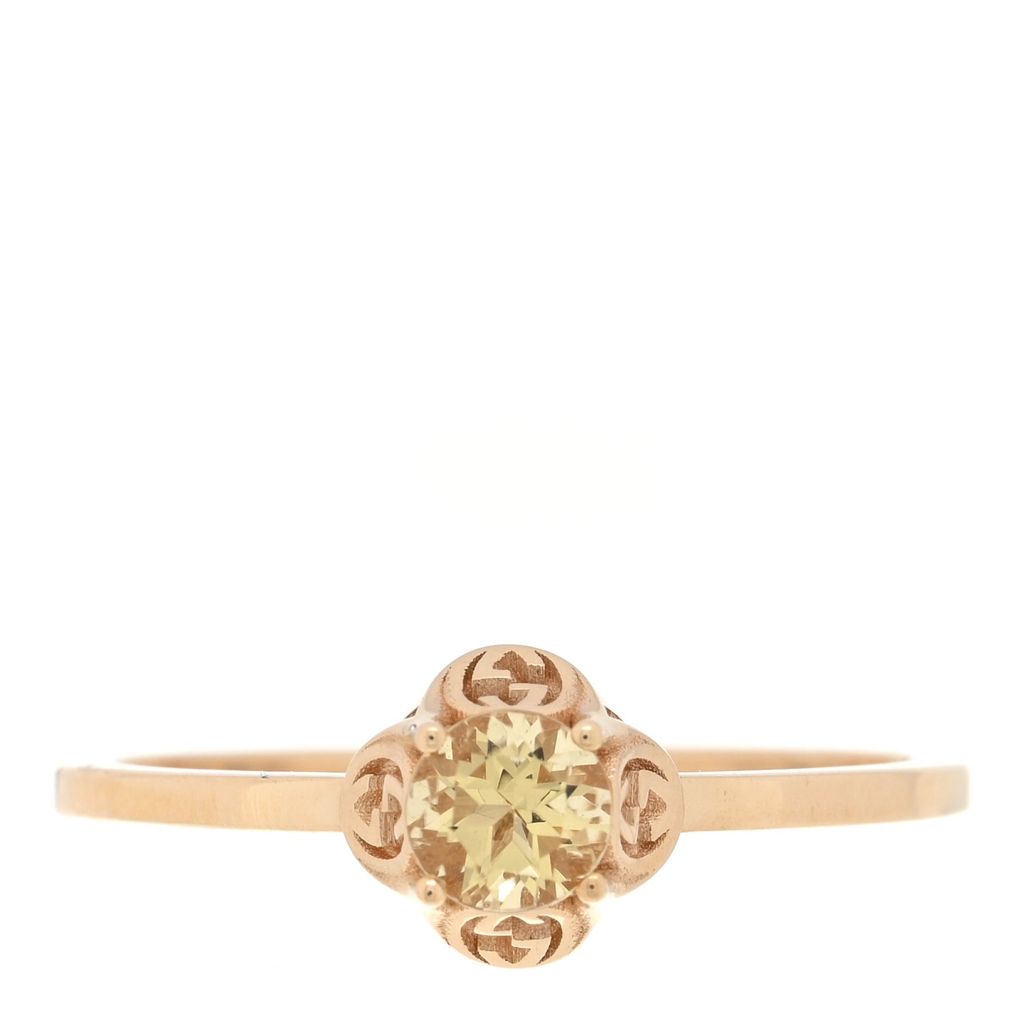 18K Yellow Gold Beryl Interlocking Ring 49 5