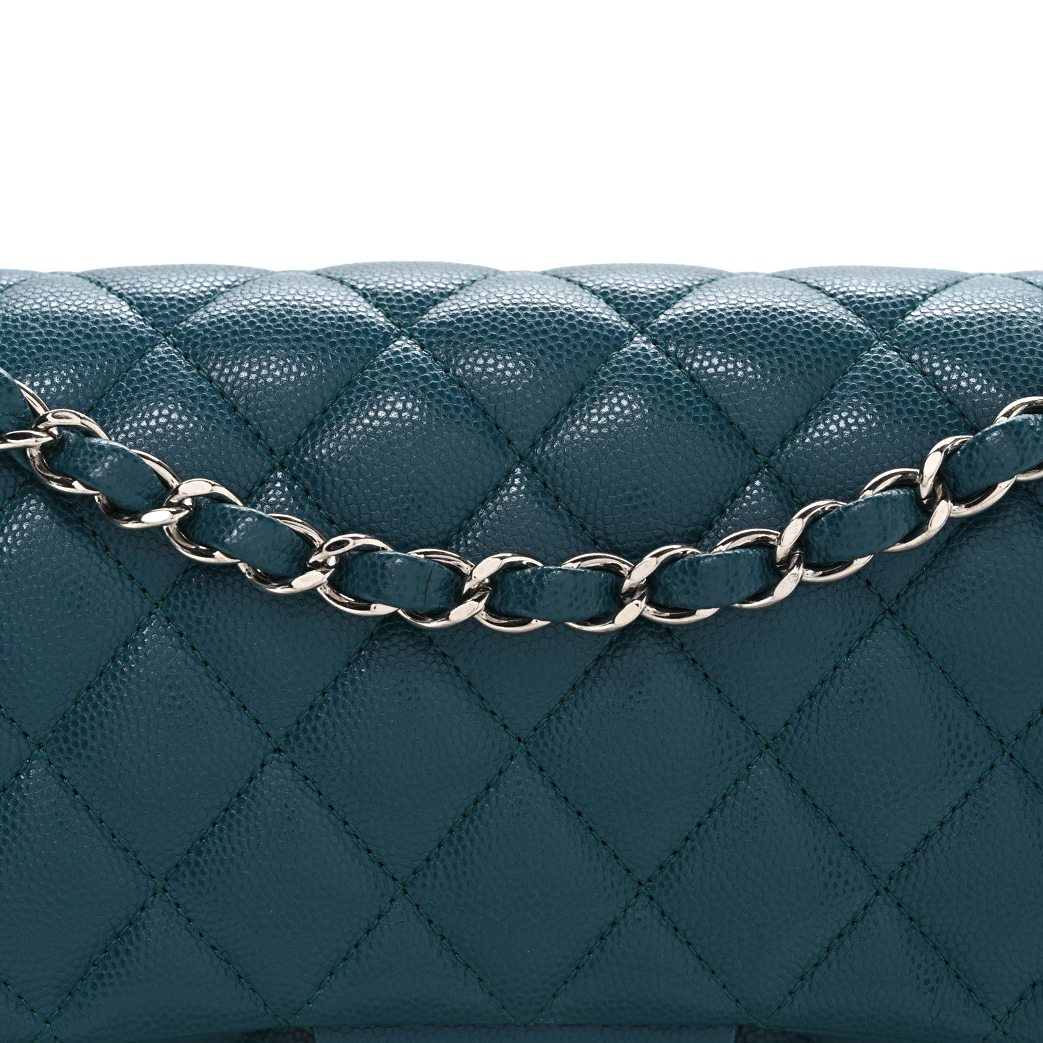 Chanel Caviar Quilted Medium Double Flap Dark Turquoise 8 of 10
