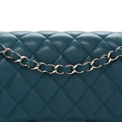 Chanel Caviar Quilted Medium Double Flap Dark Turquoise 8 of 10