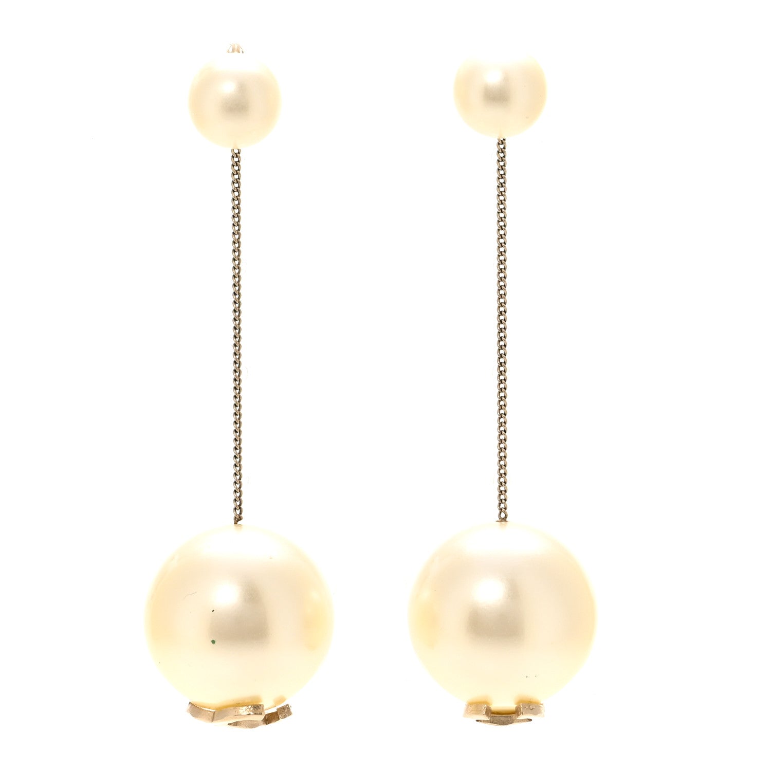 Chanel Pearl CC Drop Earrings Gold 1 of 4